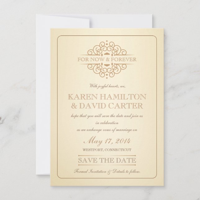 Reserva La Fecha Guardar la fecha - Boda formal victoriano vintage (Anverso)