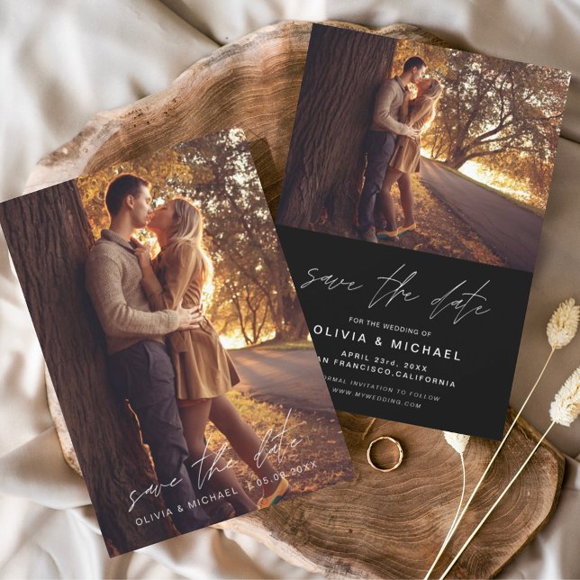 Reserva La Fecha Guardar la fecha Boda manuscrito blanco negro (Subido por el creador)