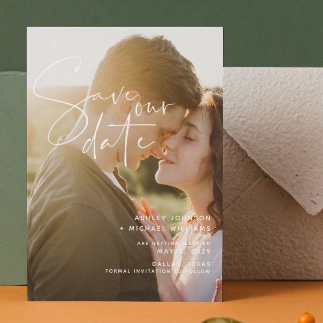 Reserva La Fecha Guardar la fecha Boda QR Código Script 2 Foto (Save the Date for our wedding!  #LoveBegins)