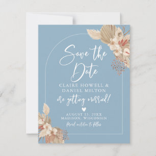 Reserva La Fecha Guardar la fecha Boho Pampas Grass Azul Francés