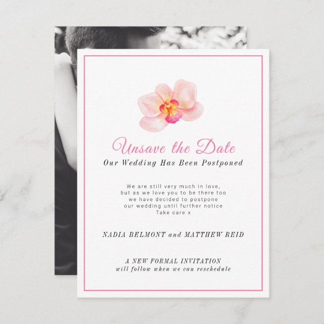 Reserva La Fecha Guardar la fecha cambio de planes boda pospuesta (Anverso / Reverso)