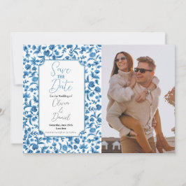 Reserva La Fecha Guardar La Fecha Chintz Blue & White Floral Ditsy