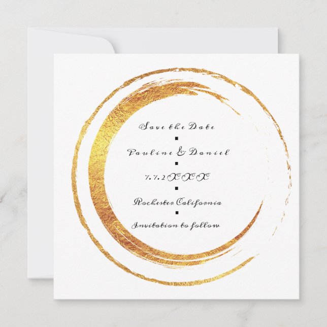 Reserva La Fecha Guardar la fecha Círculos dorados blancos negros (Anverso)