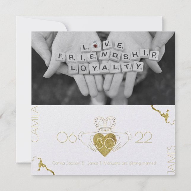 Reserva La Fecha Guardar la fecha Claddagh Gold (Reverso)