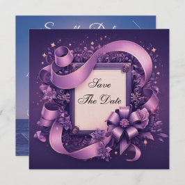 Reserva La Fecha Guardar la fecha con cintas moradas