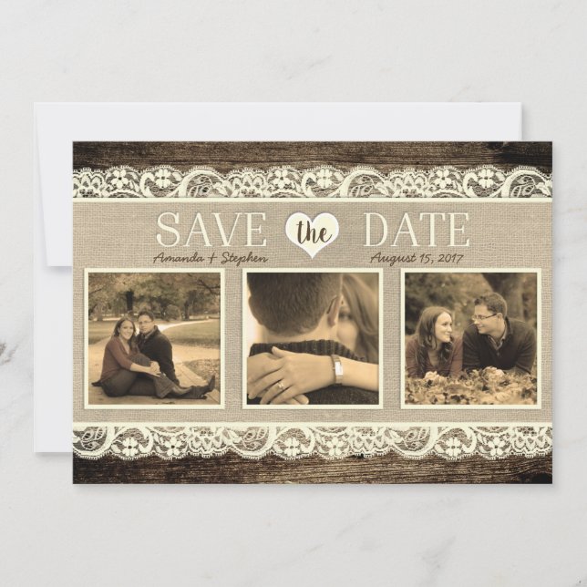 Reserva La Fecha Guardar la fecha con un carácter rústico | Barn Wo (Anverso)