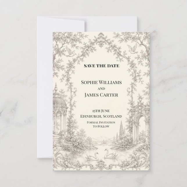Reserva La Fecha Guardar la fecha de boda botánico gris verde (Anverso)