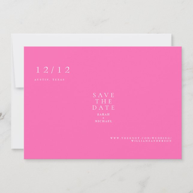 Reserva La Fecha Guardar la fecha de boda de texto simple rosa inte (Anverso)