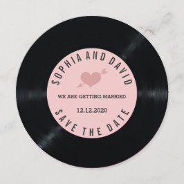Reserva La Fecha Guardar la fecha de boda de vinilo retro Blush