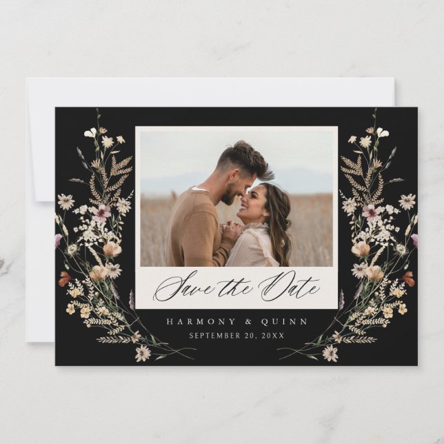 Reserva La Fecha Guardar la fecha de boda floral temperamental (Anverso)