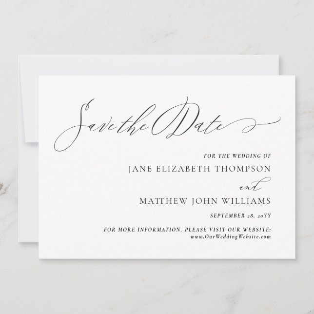 Reserva La Fecha Guardar la fecha de boda Jane Elegant Script (Anverso)