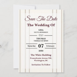Reserva La Fecha Guardar la fecha de boda moderna preppy a rayas