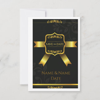 Reserva La Fecha Guardar la fecha de boda Opulento Damask Negro