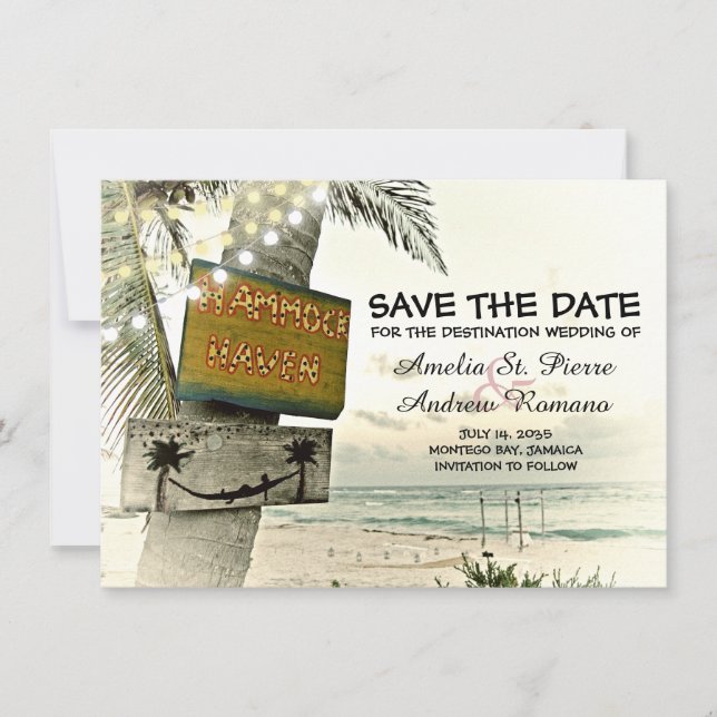 Reserva La Fecha Guardar la fecha de destino romántico de playa vin (Anverso)