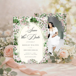 Reserva La Fecha Guardar la fecha de elegante boda de jardín con to