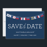 Reserva La Fecha Guardar la fecha de forma náutica<br><div class="desc">Este Save the Date está diseñado con banderas náuticas y sería ideal para cualquier boda que esté junto al agua.</div>