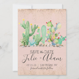 Reserva La Fecha Guardar la fecha de la boda del cactus glamoroso