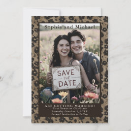 Reserva La Fecha Guardar la fecha de la boda floral vintage Moody n