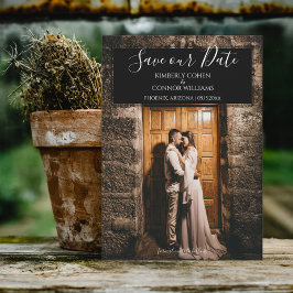 Reserva La Fecha Guardar la fecha de la foto moderna | Negro