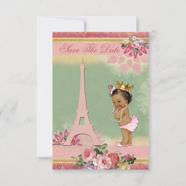 Reserva La Fecha Guardar la fecha de la Princesa Étnica París Baby  (Anverso)