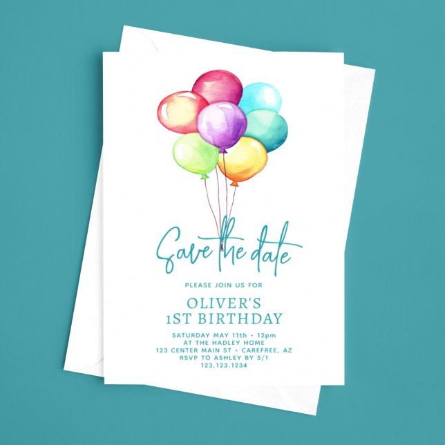 Reserva La Fecha Guardar la fecha de los globos Boys 1er cumpleaños (Subido por el creador)
