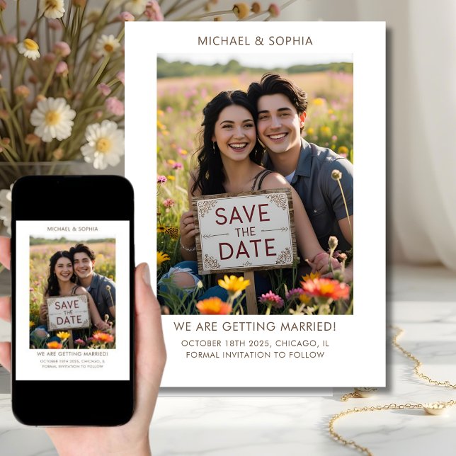 Reserva La Fecha Guardar la fecha de manera informal con foto Texto (Subido por el creador)