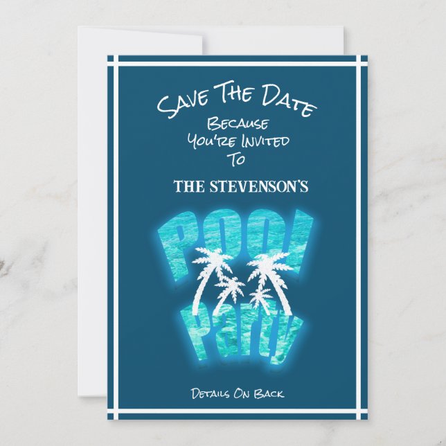 Reserva La Fecha Guardar La Fecha Diversión Fiesta De La Piscina Cu (Anverso)