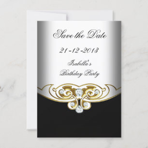 Reserva La Fecha Guardar la Fecha Elegante Blanco Negro Oro Diamant