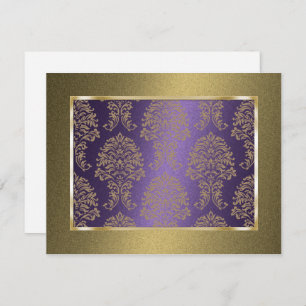 Reserva La Fecha Guardar la fecha elegante formal Damask Purple Gol