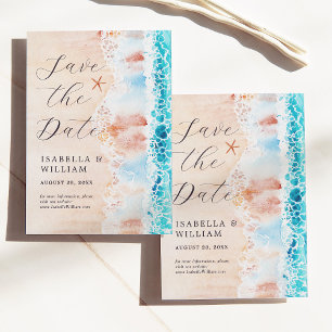 Reserva La Fecha Guardar la fecha Elegante pintura de playa en acua