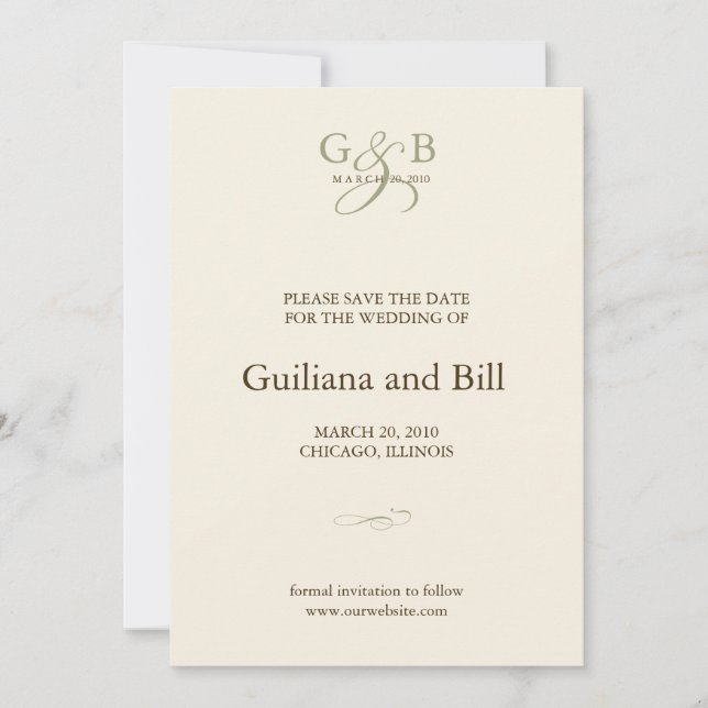 Reserva La Fecha guardar la fecha en monograma (Anverso)