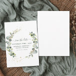 Reserva La Fecha Guardar la fecha en que Eucalyptus Greenery Succul<br><div class="desc">Eucalyptus Greenery Succulent Botanical Watercolor Primavera Wedding Save the Date Card on white Background - incluye hermosa y elegante tipografía de escritura con hojas botánicas modernas y vegetación para la celebración especial del Día de la Boda.</div>