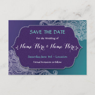 Reserva La Fecha Guardar La Fecha Estilo Henna Jewel Wedding Invita
