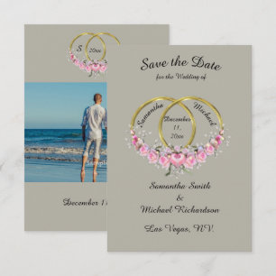 Reserva La Fecha Guardar la fecha foto anillos flores grises rosada