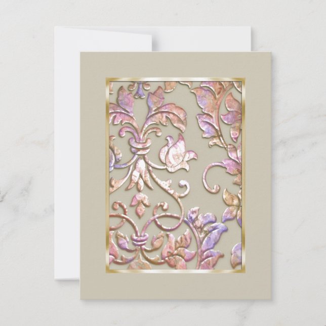 Reserva La Fecha Guardar la fecha Grabado en relieve Pastel Damask (Anverso)