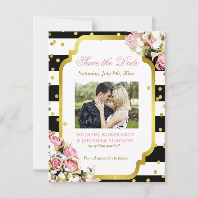 Reserva La Fecha Guardar la fecha Insert Confetti Rosas Aliento de  (Anverso)