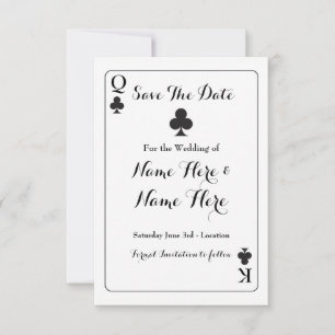 Reserva La Fecha Guardar La Fecha King Clubs Ace Spades Wedding Inv