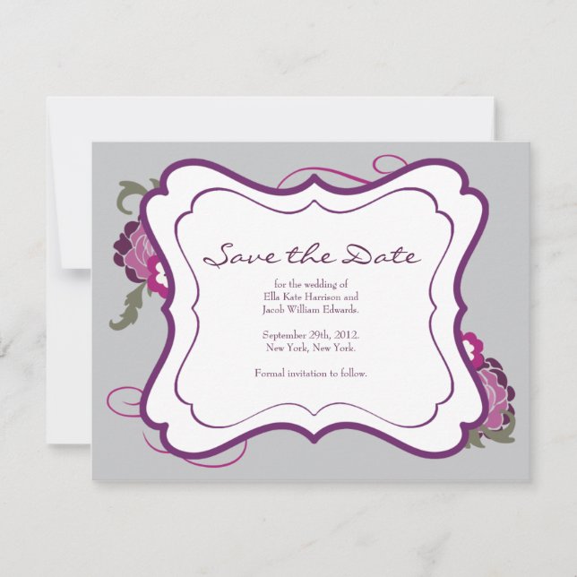 Reserva La Fecha Guardar la fecha // La colección Plum Bouquet (Anverso)