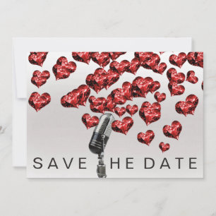 Reserva La Fecha Guardar La Fecha Micrófono Rubin Hearts Gray Silve