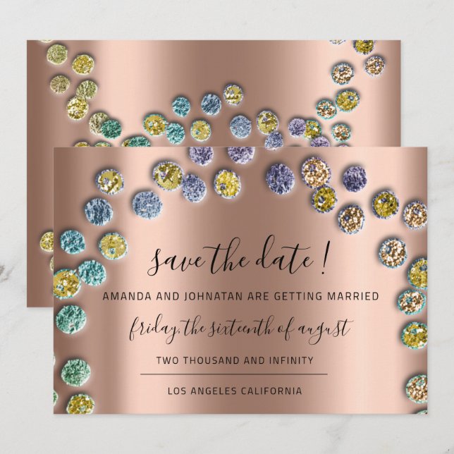 Reserva La Fecha Guardar la fecha minimalismo rosa verde dorado (Anverso / Reverso)