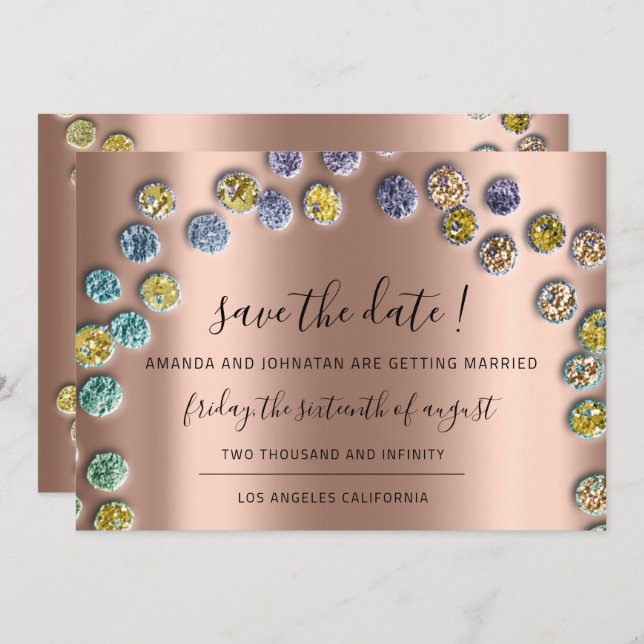 Reserva La Fecha Guardar la fecha Minimalismo Rosa Verde Oro (Anverso / Reverso)