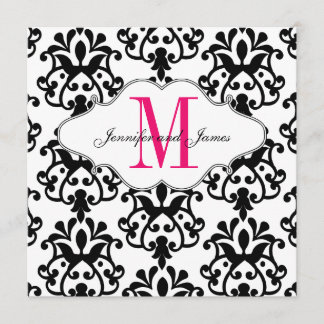Reserva La Fecha Guardar la fecha moderna Damask Hot Pink Boda