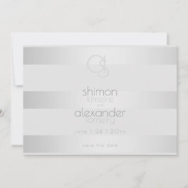 Reserva La Fecha Guardar la Fecha | Monograma de Franjas Plateadas 