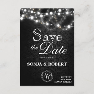 Reserva La Fecha Guardar la fecha - Negro gótico con luces blancas