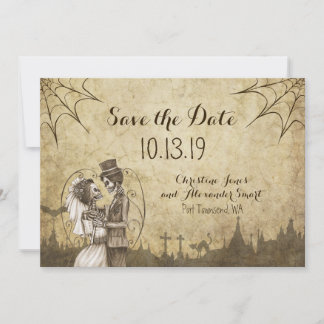 Reserva La Fecha Guardar la fecha para el Boda de Halloween con esq