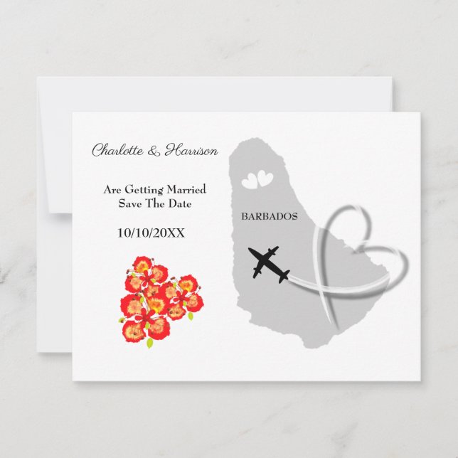 Reserva La Fecha Guardar la fecha para la boda en Barbados (Anverso)