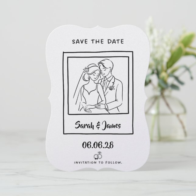 Reserva La Fecha Guardar la fecha personalizable Novia novio (Anverso de pie)