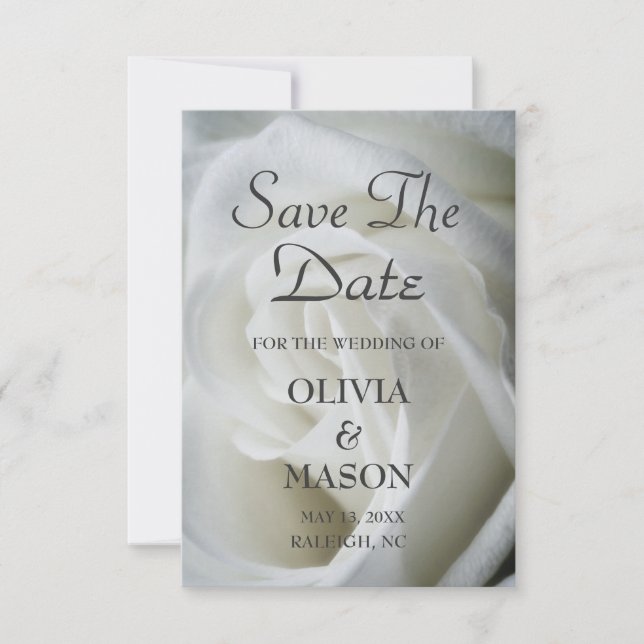 Reserva La Fecha Guardar la fecha - Rosa blanco texturizado (Anverso)