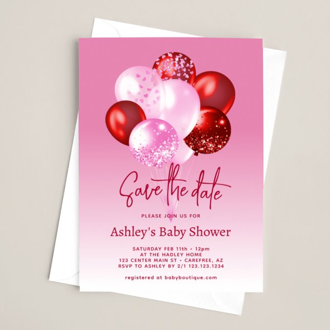 Reserva La Fecha Guardar la Fecha Rosa Rojo Baby Shower (Subido por el creador)