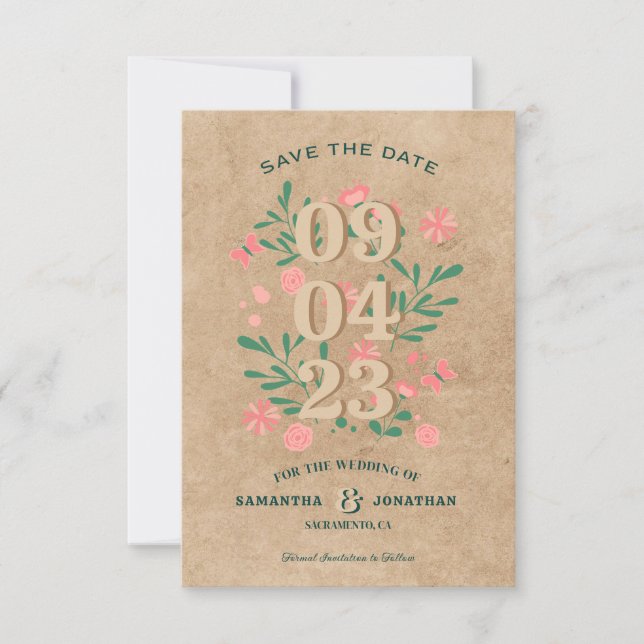 Reserva La Fecha Guardar la fecha rústico con foto único boda (Anverso)